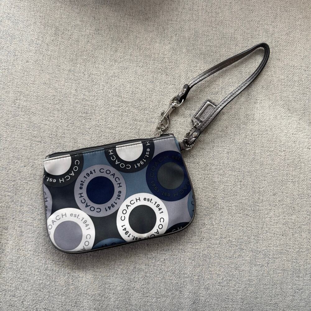 Coach Blue Sateen Wallet Wristlet